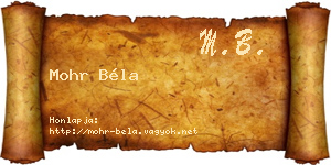 Mohr Béla névjegykártya